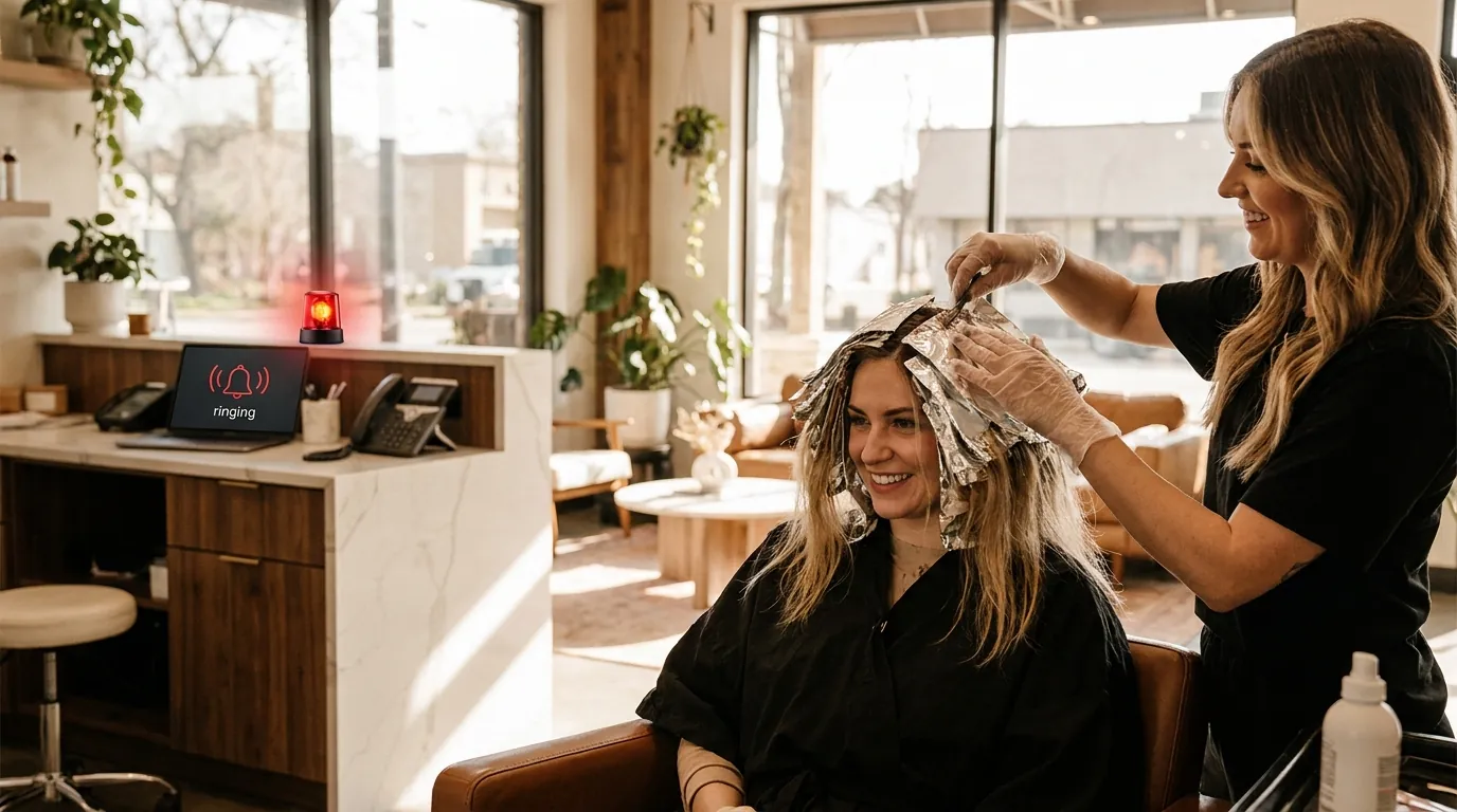 Your Hands Are in Foils and the Phone Is Ringing. An AI Receptionist for Salons Picks Up.