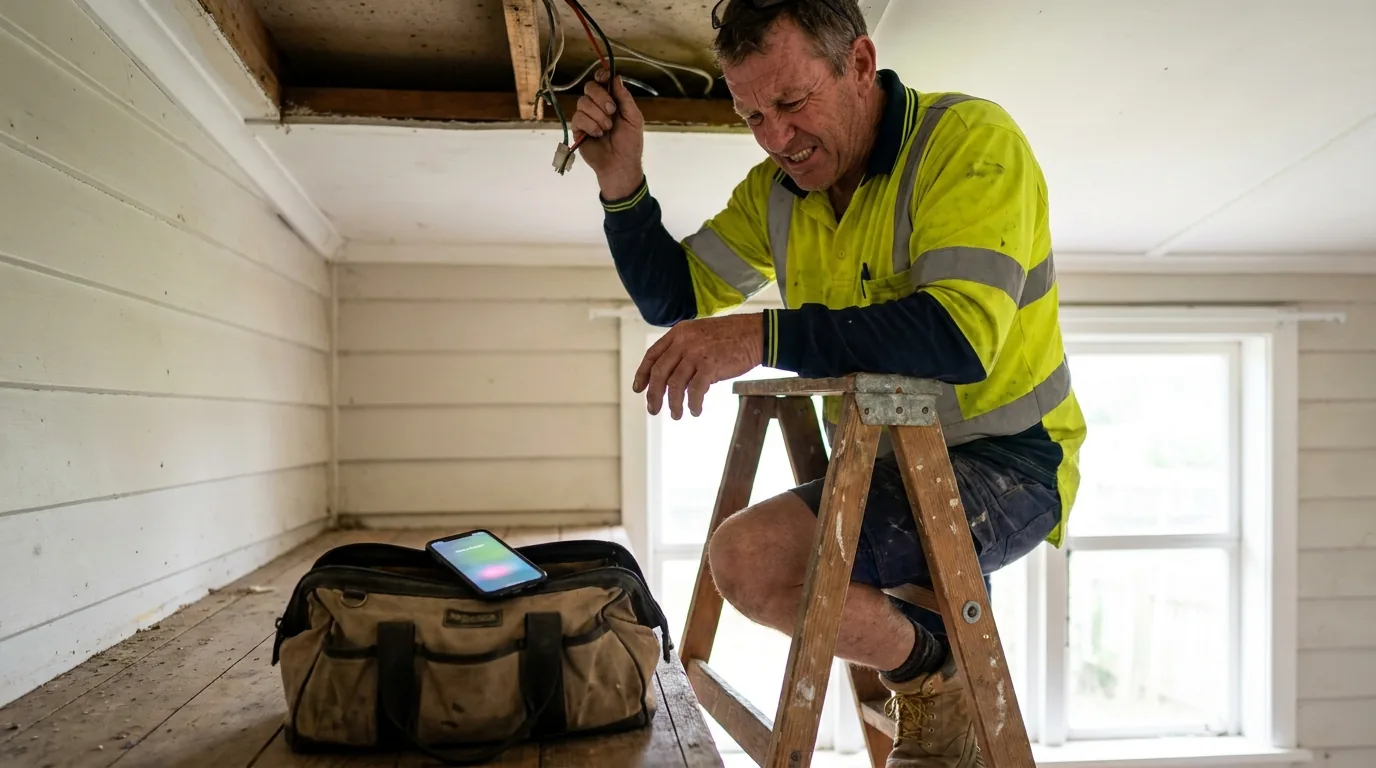 An Electrician Is Up a Ladder When the Phone Rings. An AI Voice Agent for Electricians Books the Job.
