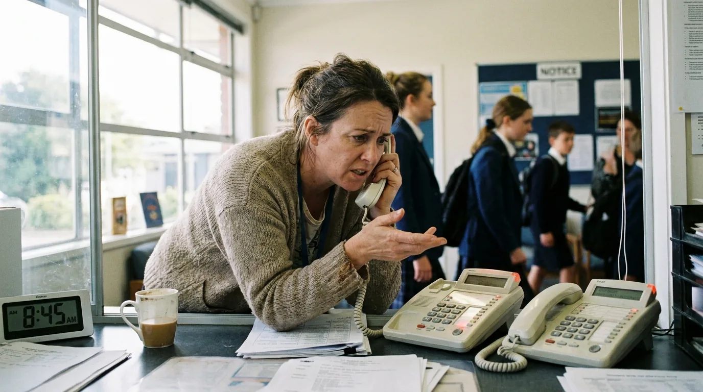 Your School Office Line Is a Wall of Hold Music by 8.35am. An AI Voice Agent for Schools Takes Every Absence Call.