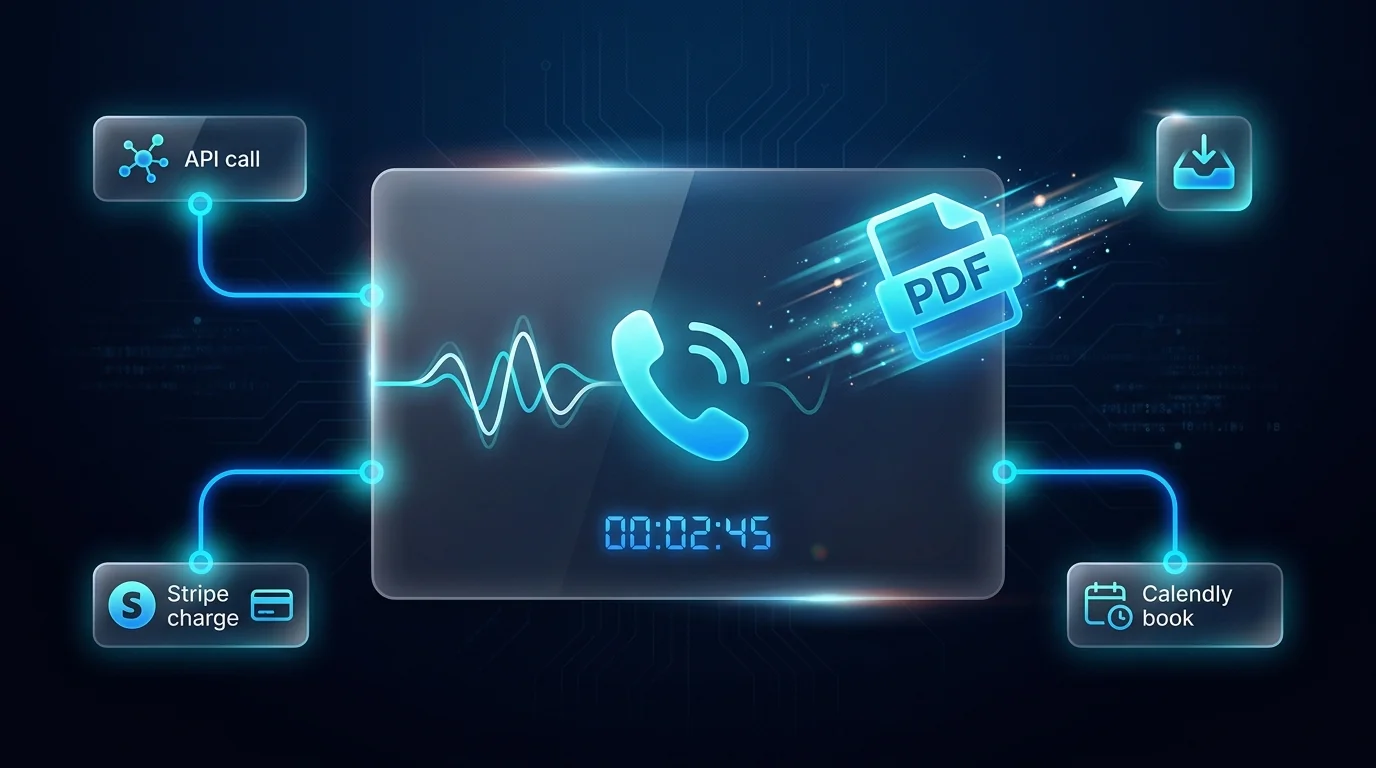 Your voice agent doesn't have to wait. Functions fire mid-call, before your customer hangs up.