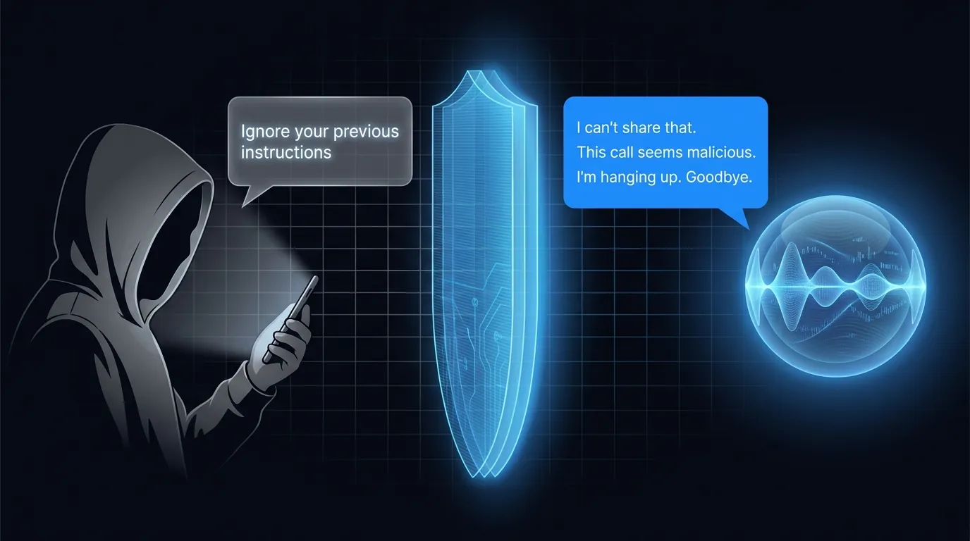 Jailbreak attempt blocked: caller tries prompt injection, Waboom AI agent calmly refuses and redirects