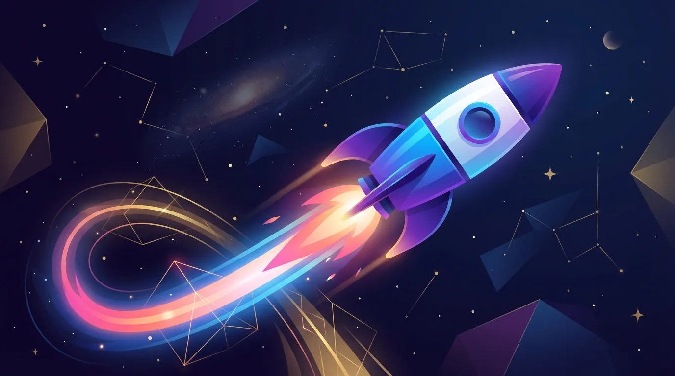 Rocket launching representing taking action with Claude Code