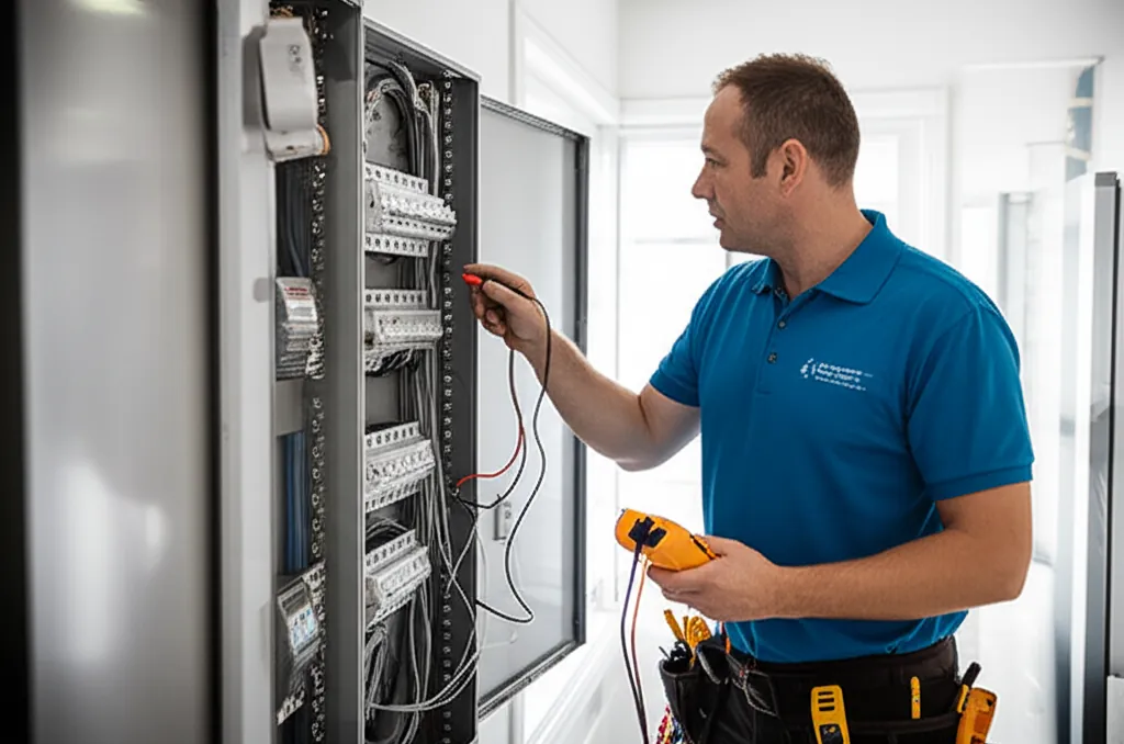 Professional electrician responding to emergency electrical call