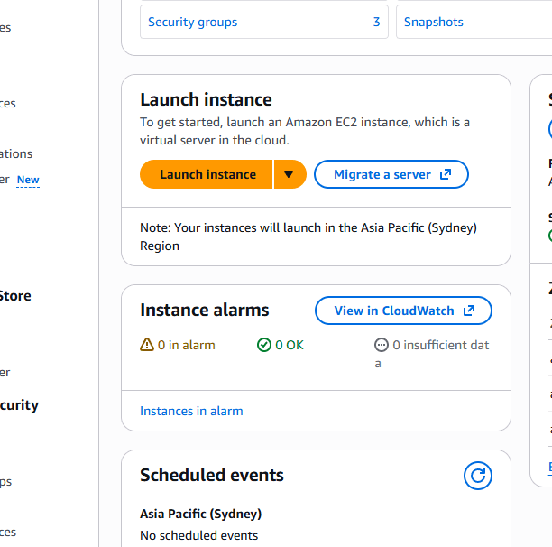 Launch instance button in AWS EC2