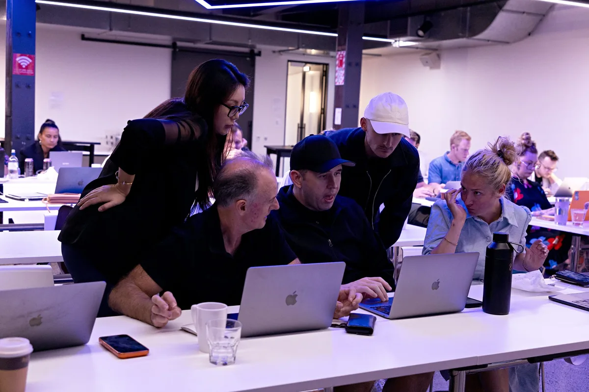 Group collaboration during a Waboom AI workshop