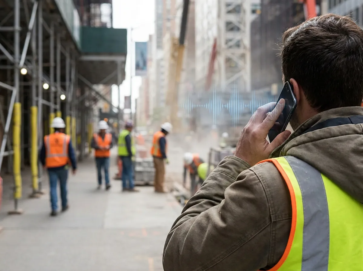 A caller ringing a tradie from a noisy building site while the AI answering service hears them clearly