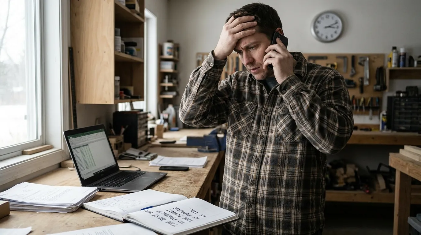 A small business owner pulled away from quoting work to answer the phone, the cost of interruptions at work made visible