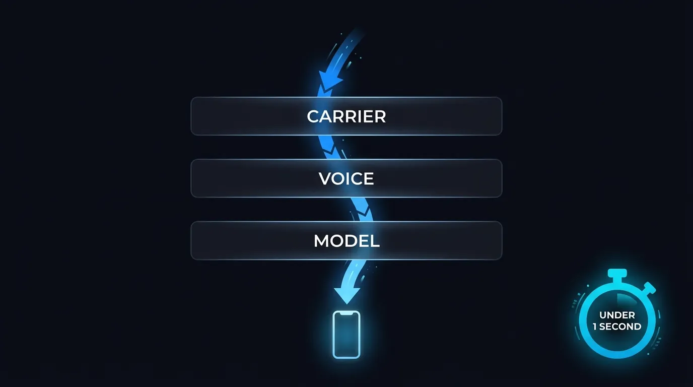 Diagram of the carrier, voice, and model layers a DIY voice agent must wire together under one second