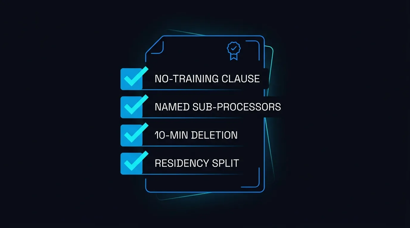 A four-point contract checklist for AI voice agent data terms across NZ and Australia