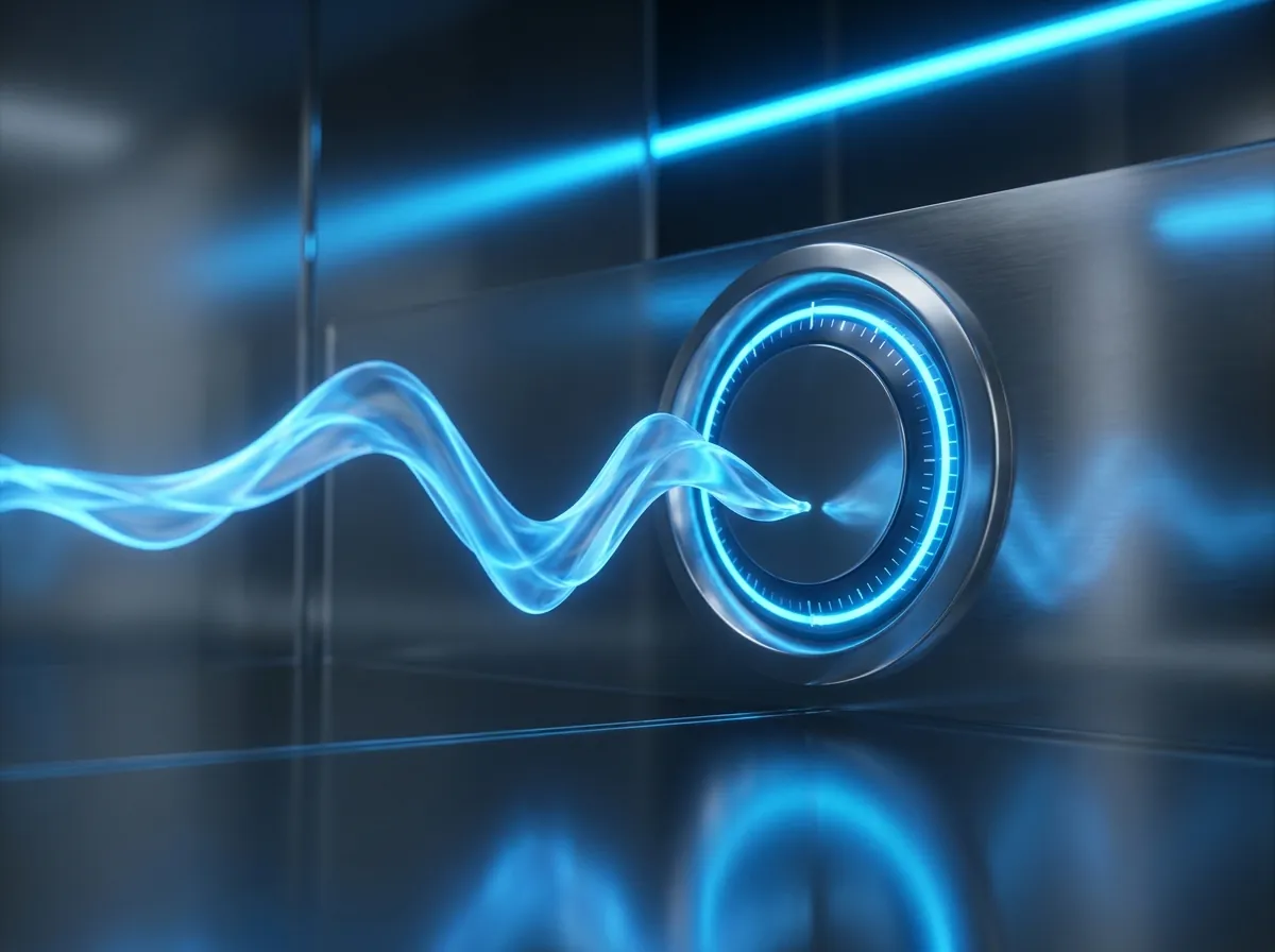 A voice waveform merged with a meter representing a per-minute AI voice agent that bills only for talk time