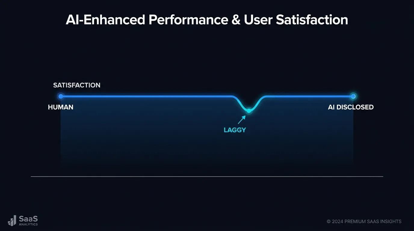 Caller satisfaction chart showing AI disclosure has little impact when the answer is fast