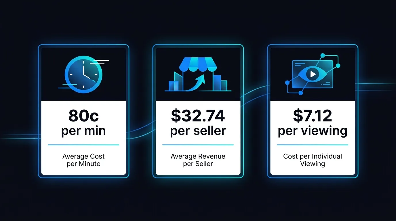 Infographic showing per minute call cost, cost per lead, and cost per booking for a prompted voice agent