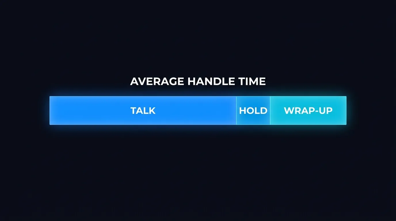 Diagram breaking a phone call into talk time, hold time and wrap-up time as components of average handle time