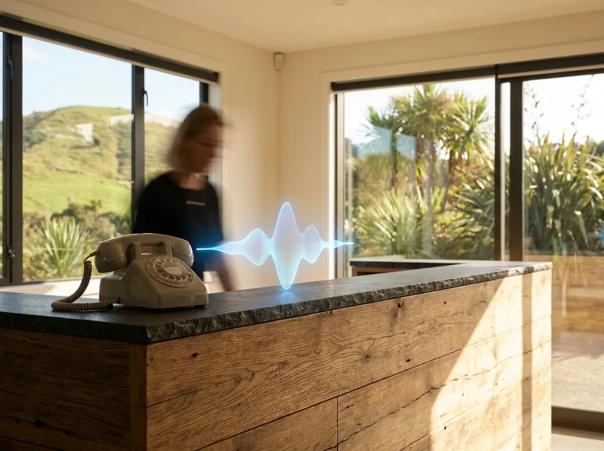 A quiet front desk showing how an AI voice agent can reduce inbound call volume by resolving routine enquiries