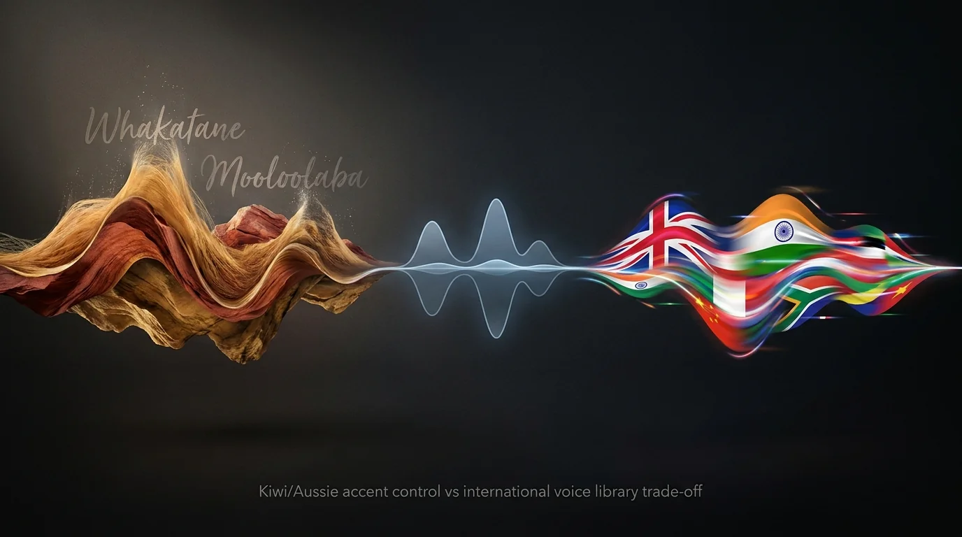 Trade-off between native NZ and Aussie accent control and an international voice library