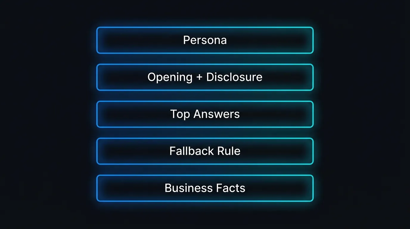 Diagram showing the five parts of a good AI phone script for a NZ or AU business