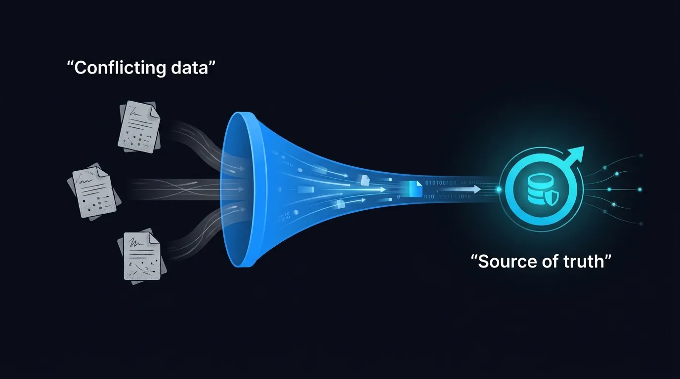Source of truth feeding an AI voice agent versus three conflicting opening hours documents