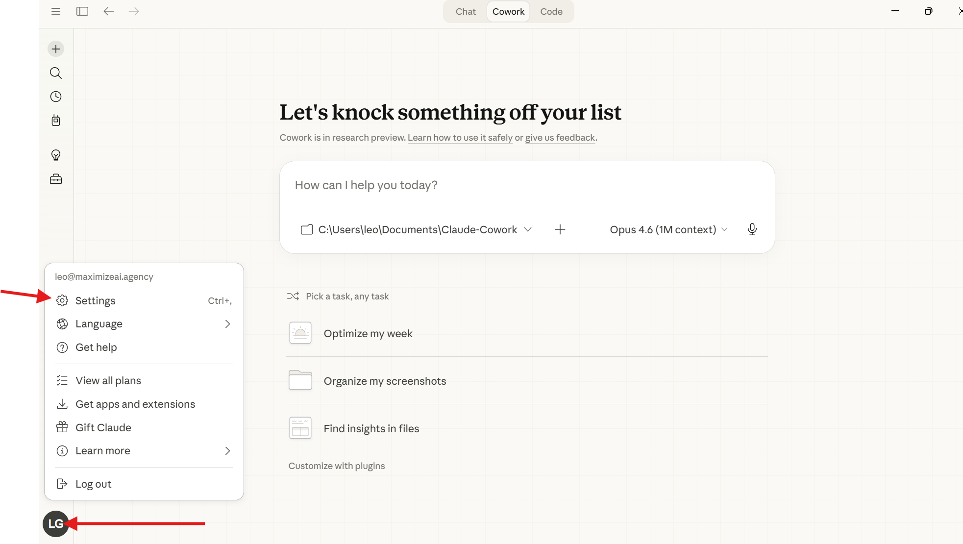 Where to find Settings in Claude Desktop