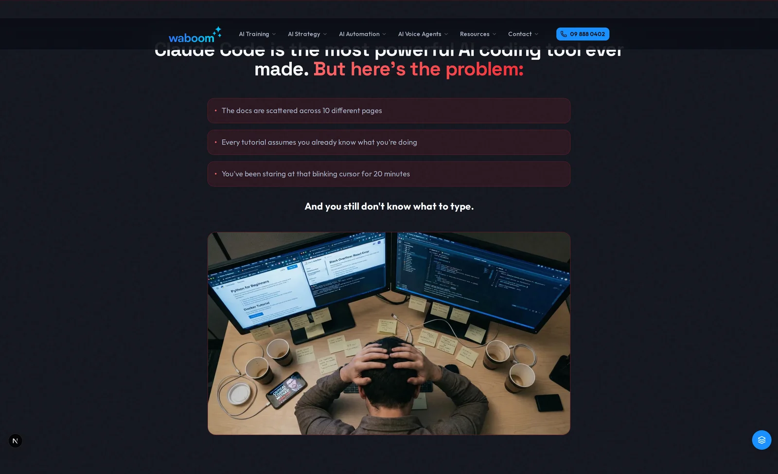 Pain points section example